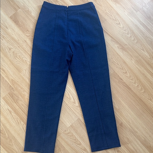 Lovers + Friends Navy Plaid Blue Black Pants Trousers High Waist Small - Picture 6 of 10